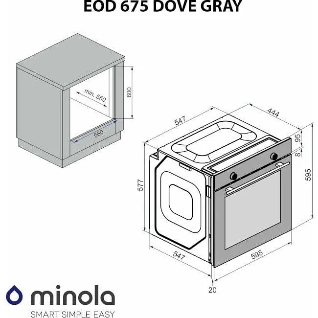 Духова шафа Minola EOD 675 Dove Gray Сірий - фото 12