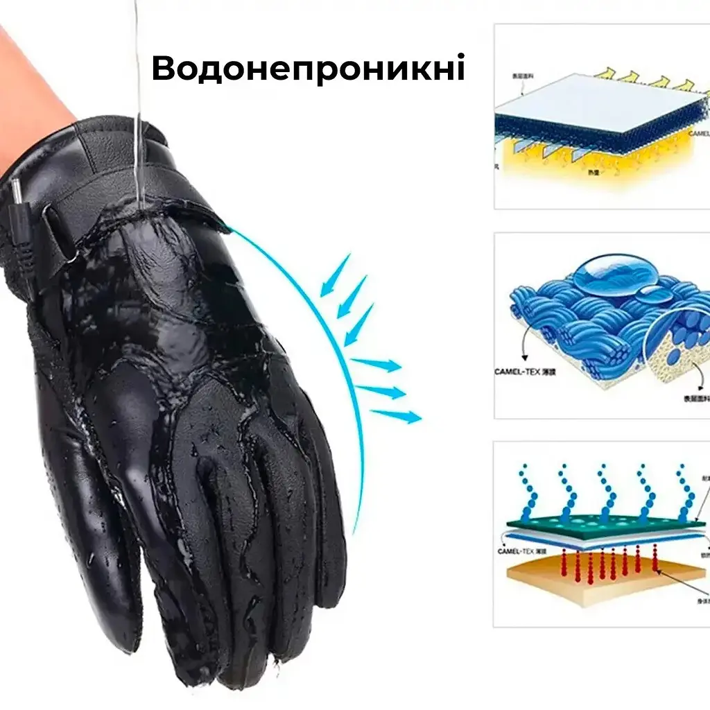 Рукавички з підігрівом чорні, зимові чоловічі рукавички від USB Linluzhe USBxHeating - фото 6