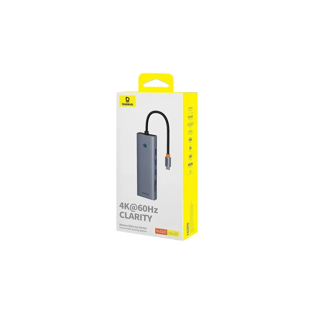 Концентратор Baseus USB-C 10-in-1 HDMI 4K60Hz + VGA + 3xUSB 3.0 + PD + RJ45 1000Mbps + SD/TF + 3.5mm gray (B0005280C811-00) - фото 5