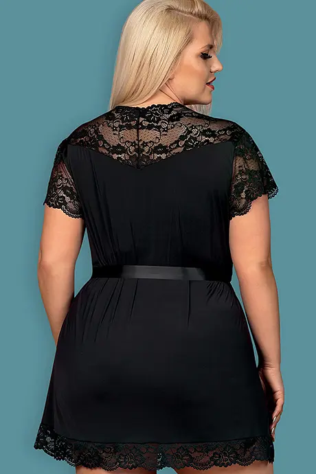 Пеньюар Obsessive 810-PEI-1 peignoir (Чорний, L/XL) Obsessive 80082; SO7161 96796 - фото 4