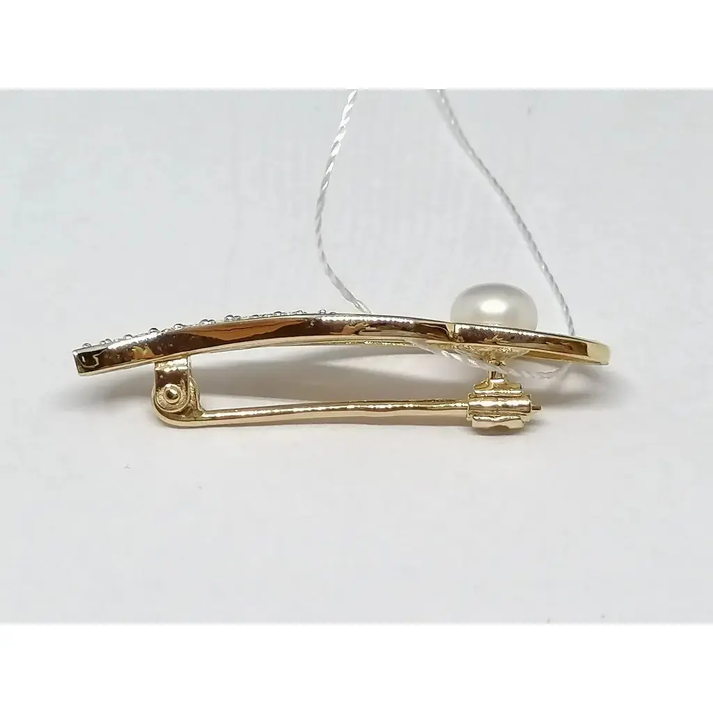 Золота брошка Імперія золота з фіанітами і перлами. БШ251И - фото 3