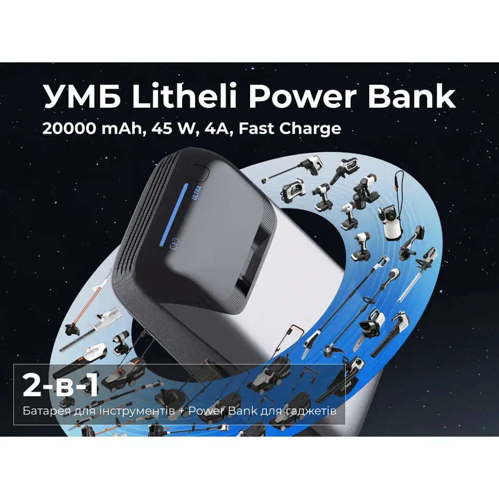 УМБ Litheli Power Bank 20000 mAh, 45 W, 4А, Fast Charge (U20BY04B) - фото 6