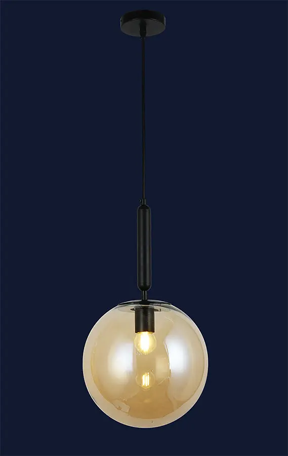 Подвесной светильник Levistella 9163525-1 BK+BR, E27, 250 мм, Черный + коричневый металл + стекло - фото 3