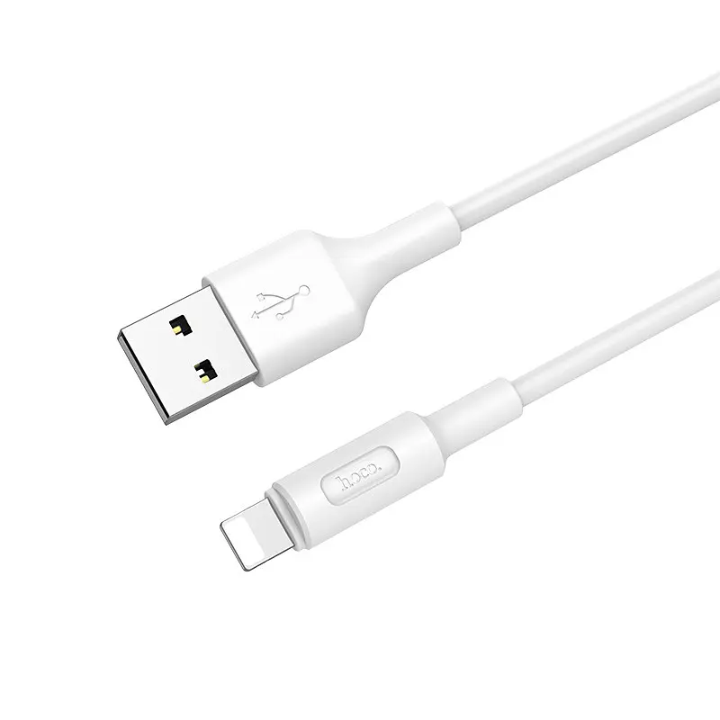 Кабель HOCO X25 USB to iP 2A, 1m, PVC, PVC connectors, Білий - фото 3
