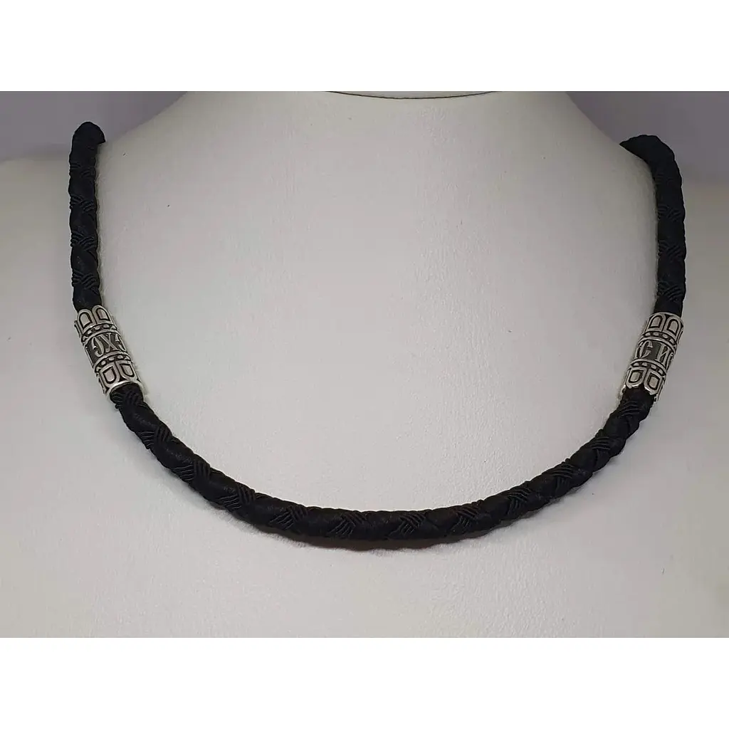 Ювелирный шнурок Меридиан 925 из текстиля с серебряными вставками. 846/5 60 - фото 2