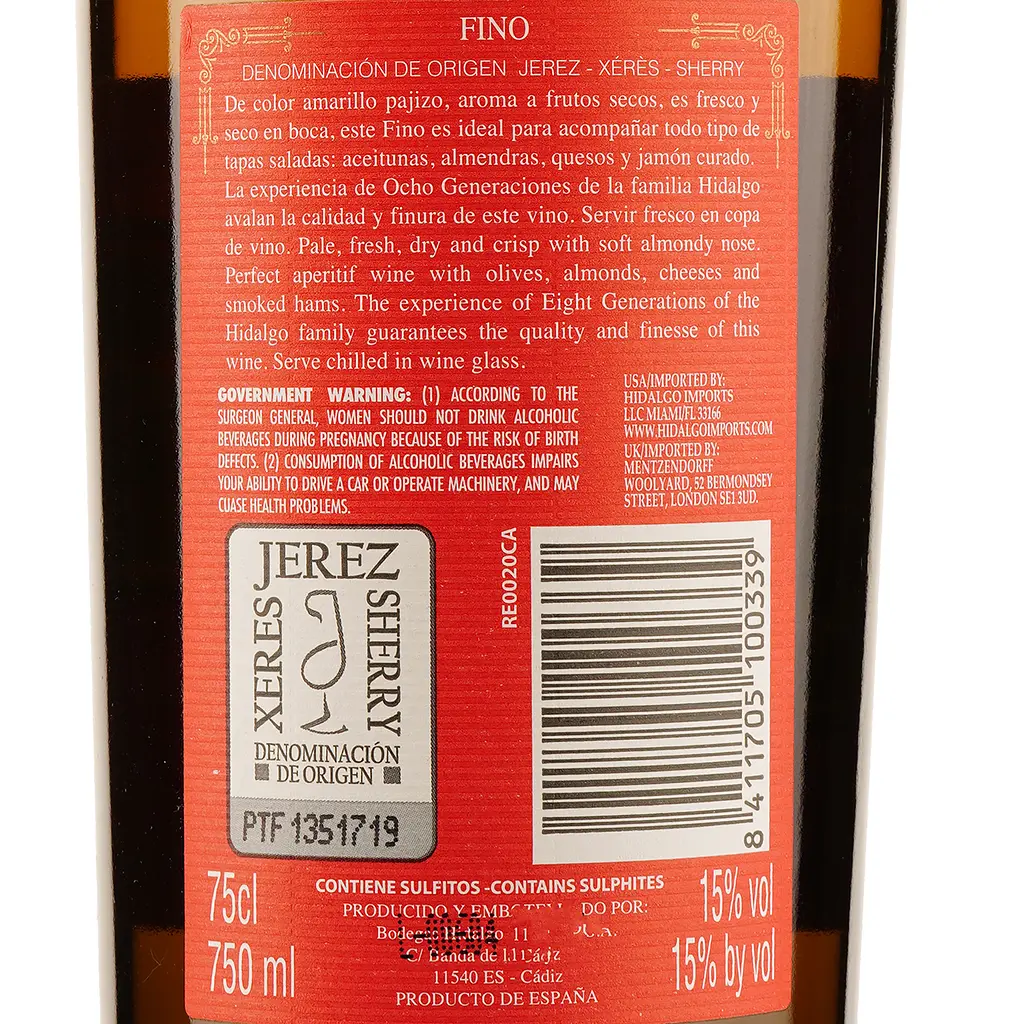 Вино Hidalgo La Gitana Jerez Fino Heredad de Hidalgo, белое, сухое, 0,75 л - фото 4