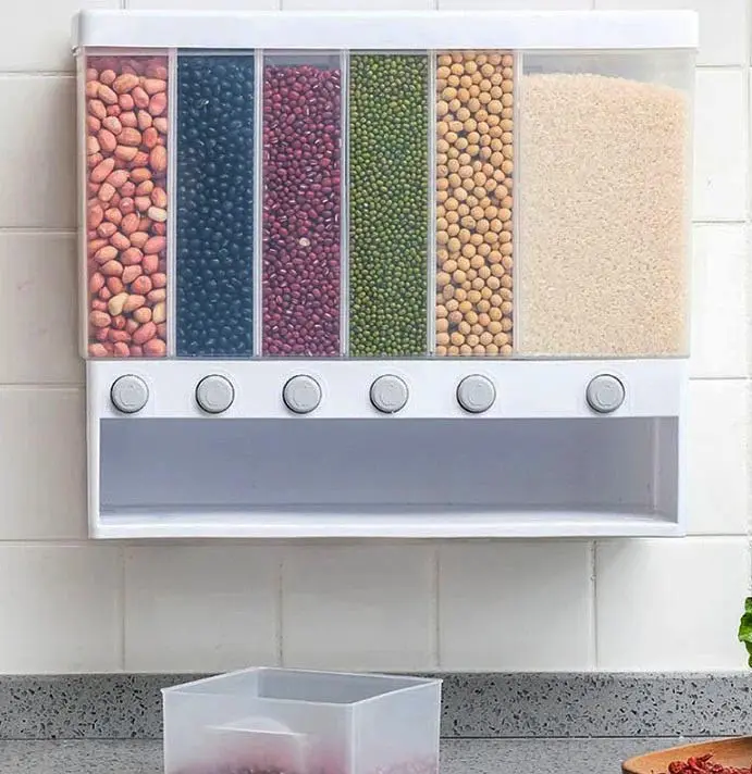 Органайзер для сипучих продуктів Assorted grain rice bucket JC-2170 Диспенсер для круп 6 секцій - фото 3