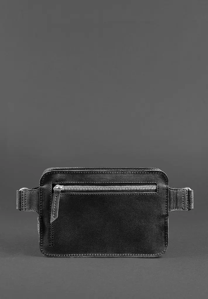 Кожаная поясная сумка Dropbag Mini черная Crazy Horse - фото 5