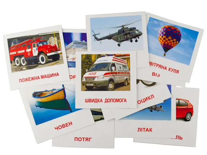 Розвиваючі картки "Транспорт" (110х110 мм) 65796 укр. /англ. мовою - фото 3
