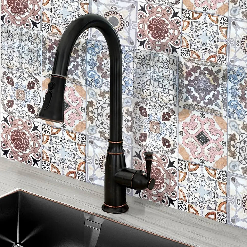 Смеситель для кухни с вытяжным изливом Rea Deco black (REA-B0182) черный матовый - фото 2