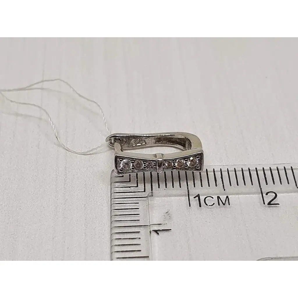 Срібні сережки Подіум Бантик з фіанітами. GE1158 - фото 5