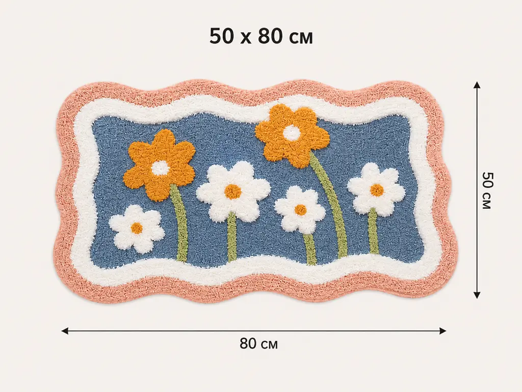 Стильний та практичний килимок для ванної кімнати 50×80 см зі кашеміру — м’який, антиковзкий, вологопоглинаючий KT9000112 - фото 3
