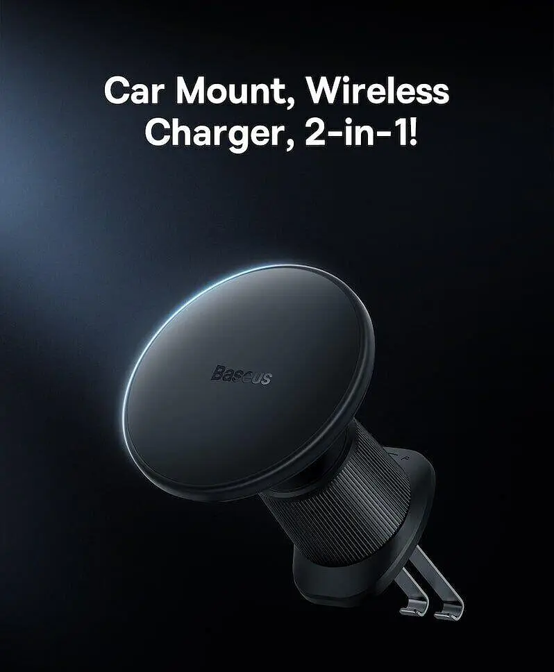 Тримач із бездротовою зарядкою для авто Baseus CW01 Magnetic 15W чорний - фото 7