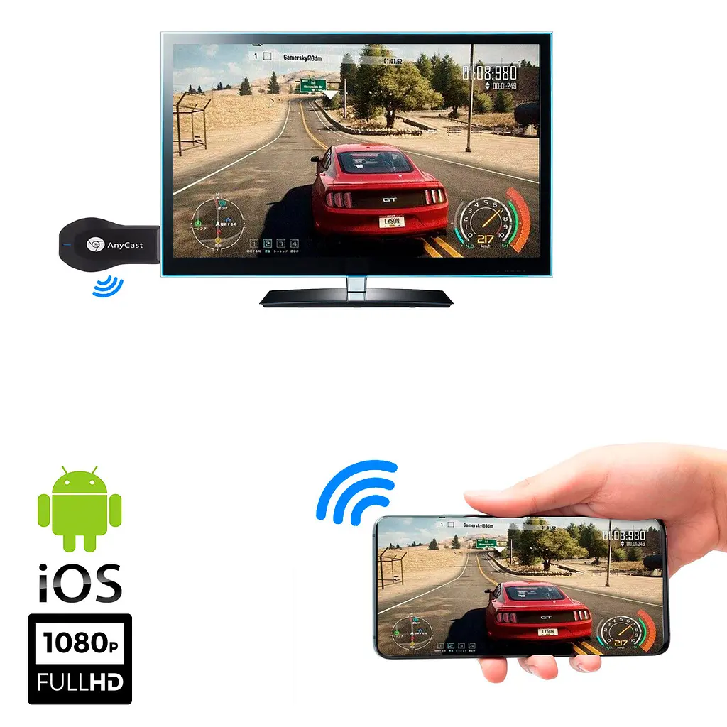 Бездротовий HDMI WiFi адаптер для TV AnyCast M9 Miracast подовжувач передавач з телефону на телевізор - фото 2