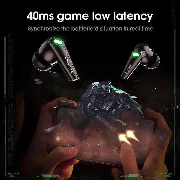Геймерские Bluetooth наушники Onikuma T308 с зарядным кейсом Игровая гарнитура Чёрный - фото 8