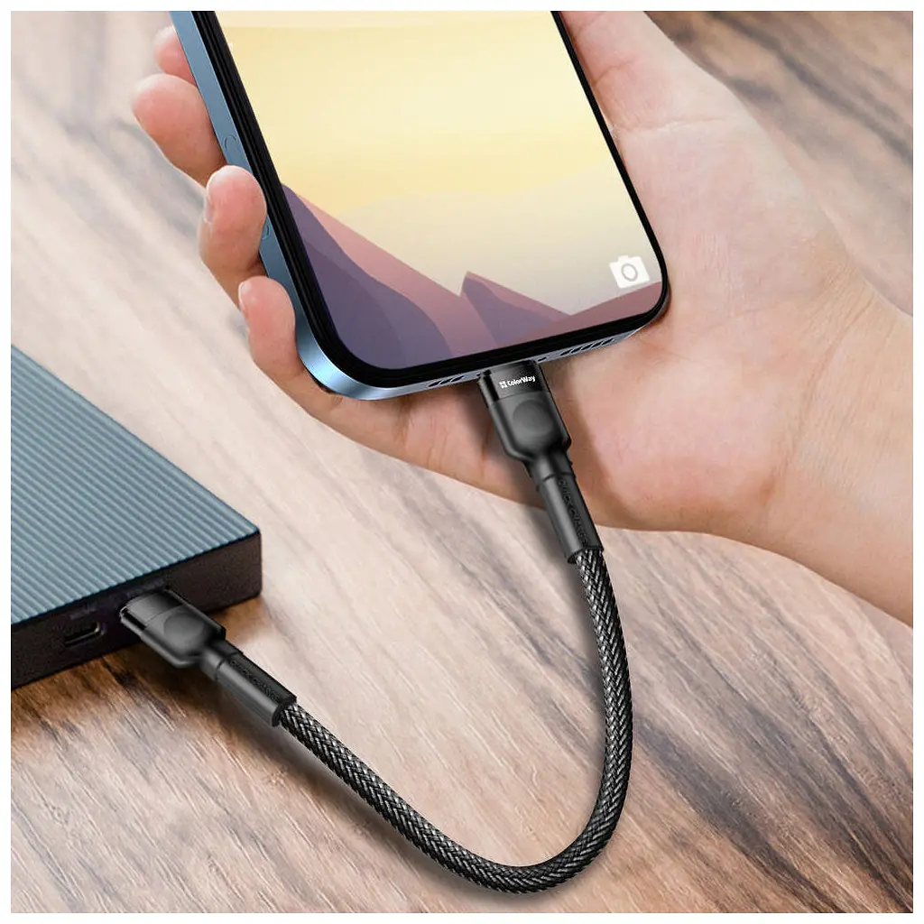 Дата кабель USB-C to Lightning 0.3m 3А black ColorWay (CW-CBPDCL054-BK) - фото 9