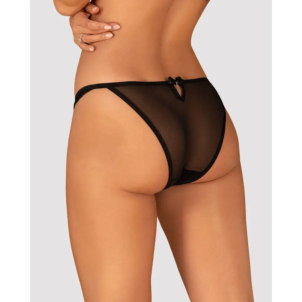 Напівпрозорі трусики з підвіскою Obsessive Ivannes panties Black L/XL, чорні - фото 6
