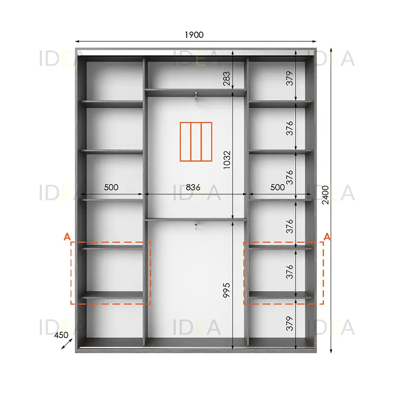 Шафа-купе Idea серія 3 190 x 45 x 240 см Венге темний - фото 2