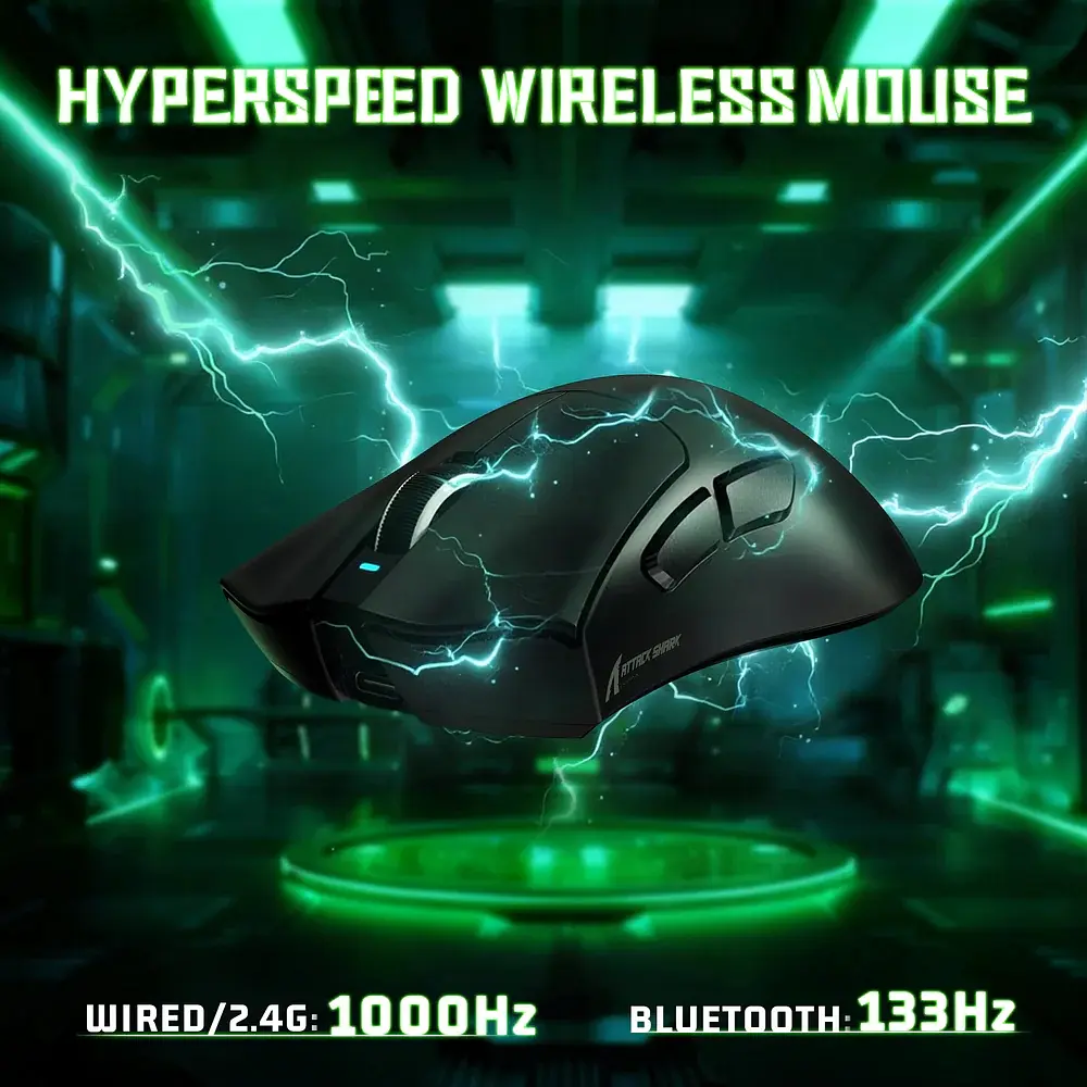 Мишка Attack Shark V3 Ultra-Light, Wireless, PAW3311 сенсор, 25000dpi., 6кн., Black - фото 5
