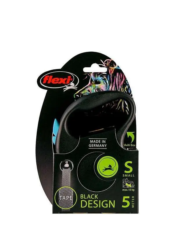 Повідець-рулетка Flexi Black Design S для собак дрібних і середніх порід стрічка 5 м до 15 кг - фото 2