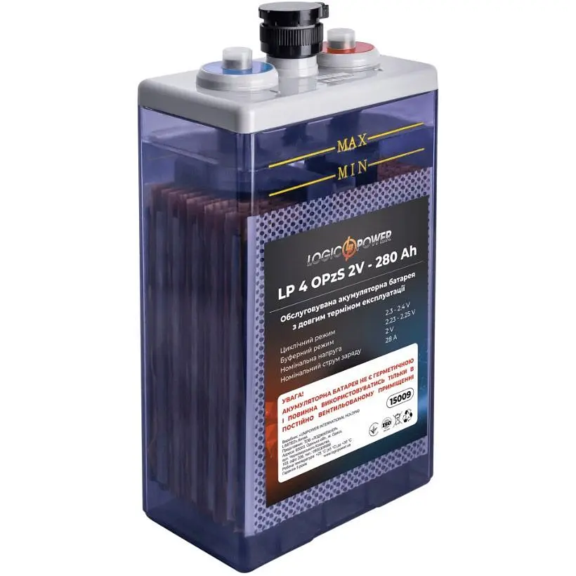 Акумулятор LogicPower FLA OPzS 2V (2V/280Ah/560Wh) (15009) [109028] - фото 2