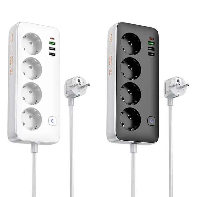 Сетевой удлинитель Hoco AC22 Sunlight 4-bit (PD30W/1C3A) Desktop Socket White - фото 3