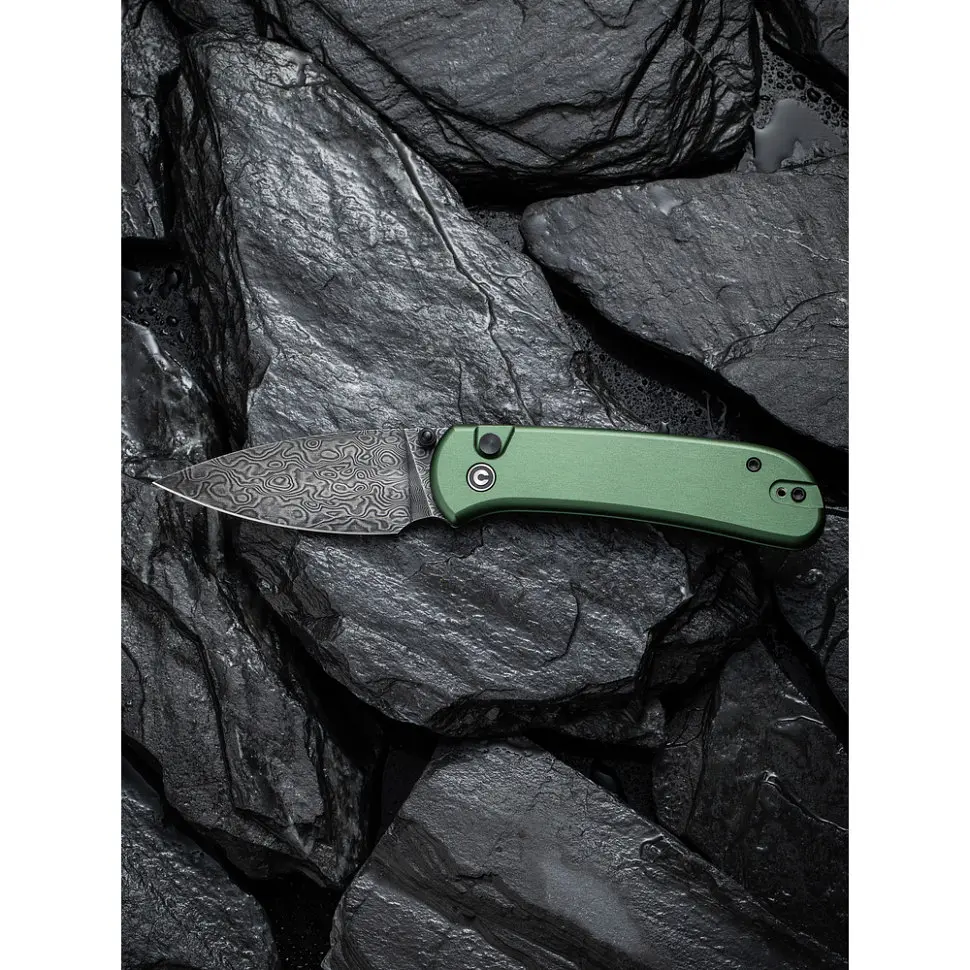 Ніж складаний кишеньковий Civivi Qubit, (7.6 см) Damascus / Aluminum темно-зелений - фото 17