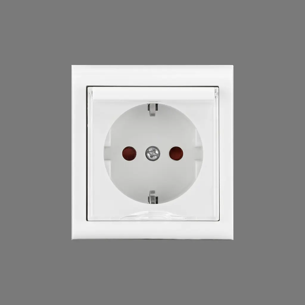 Розетка Ovivo Electric Nivo, одинарна з заземленням, з кришкою, та шторками, накладна, біла - фото 2