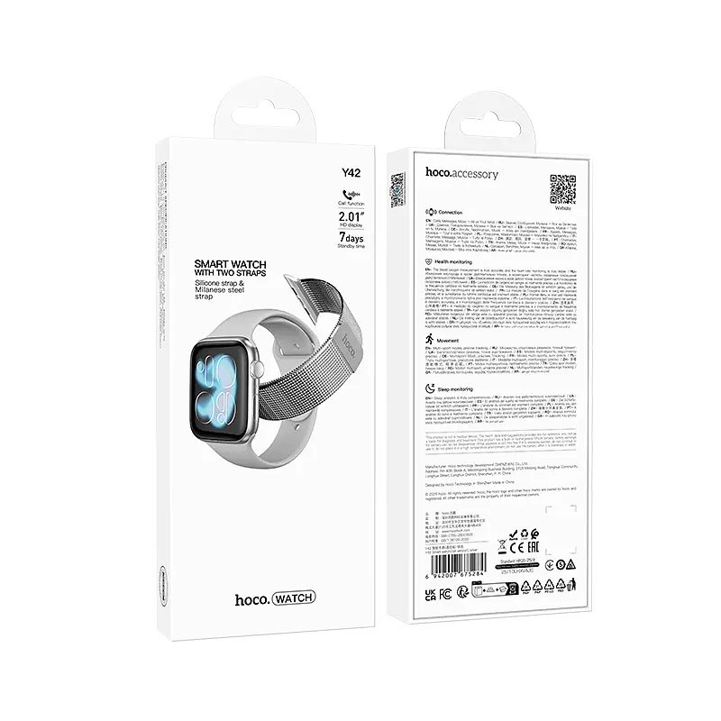 Смарт-годинник Hoco Y42 51mm, 200 mAh, IP67 Smart watch (call version) Silver (6942007675284) - фото 2