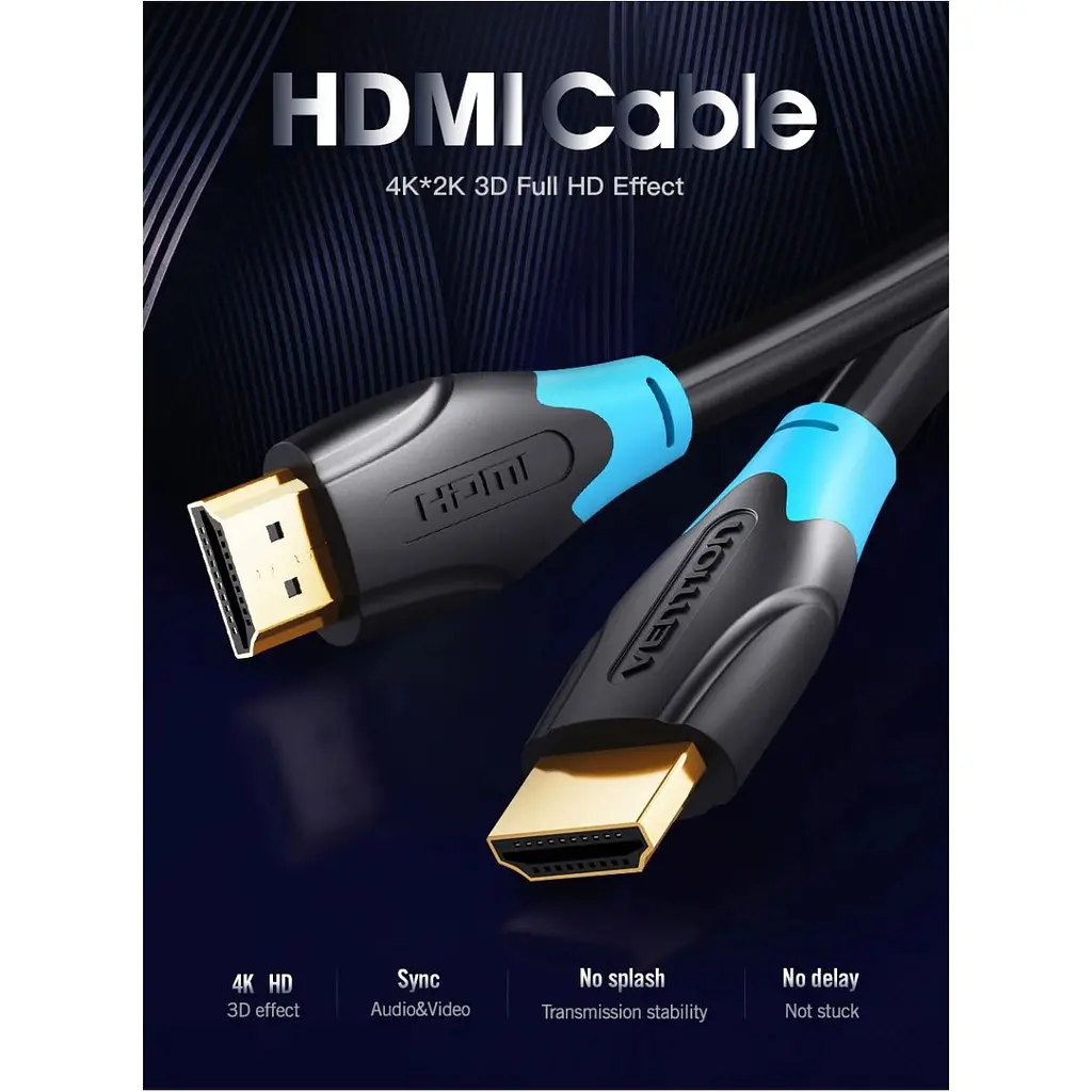Кабель Vention HDMI to HDMI V1.4 5m Black (AACBJ) [170521] - фото 2
