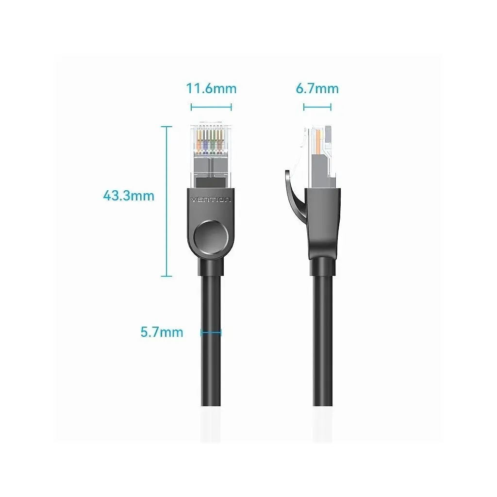 Патч-корд 3м, UTP cat 6 RJ-45 black Vention (IBNBI) - фото 8
