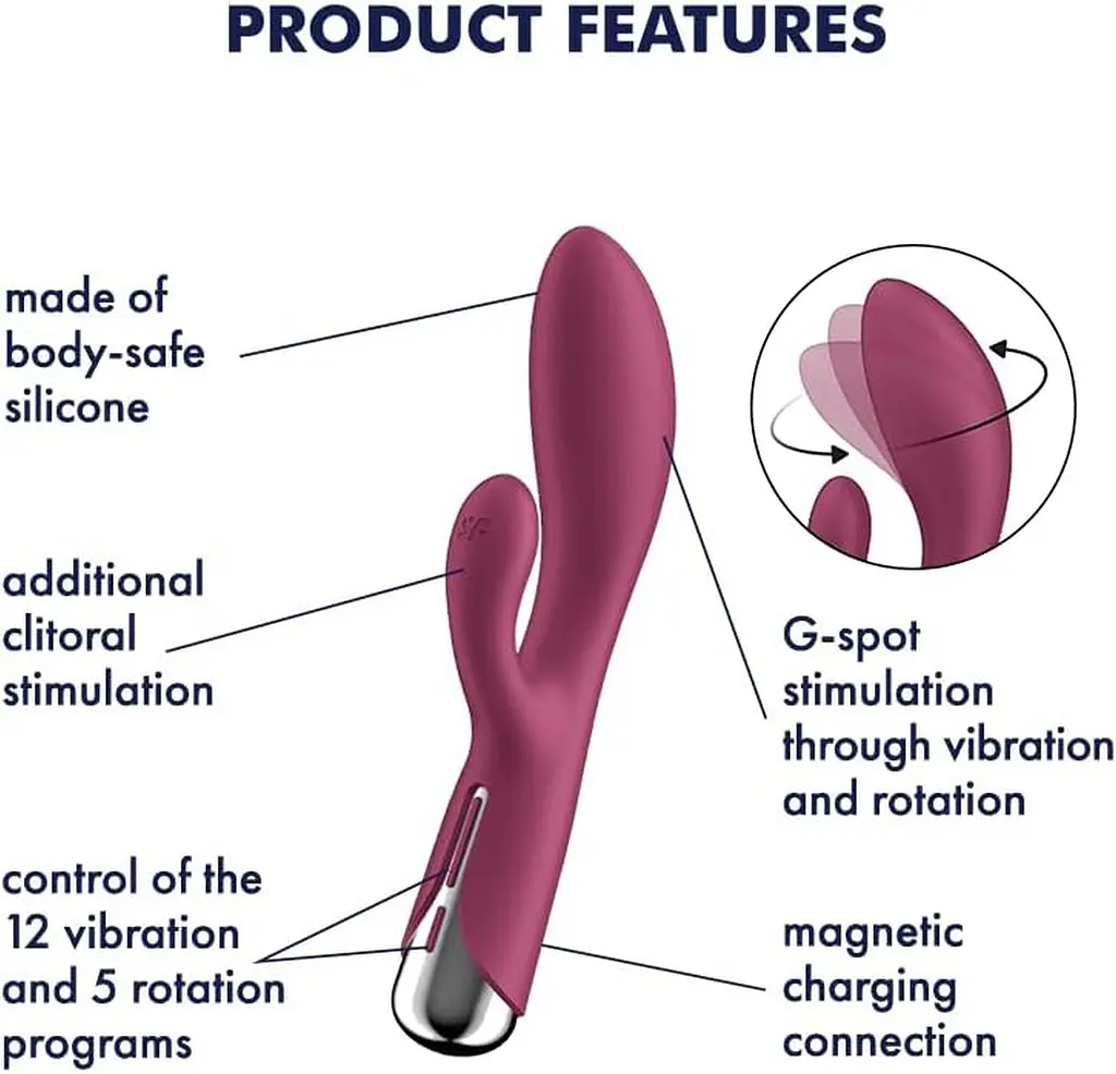 Вибратор-кролик Satisfyer Spinning Rabbit 1 20 см бордовый - фото 3