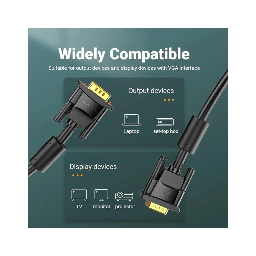 Кабель мультимедійний VGA M to VGA M 20.0m black Vention (DAEBQ) - фото 6