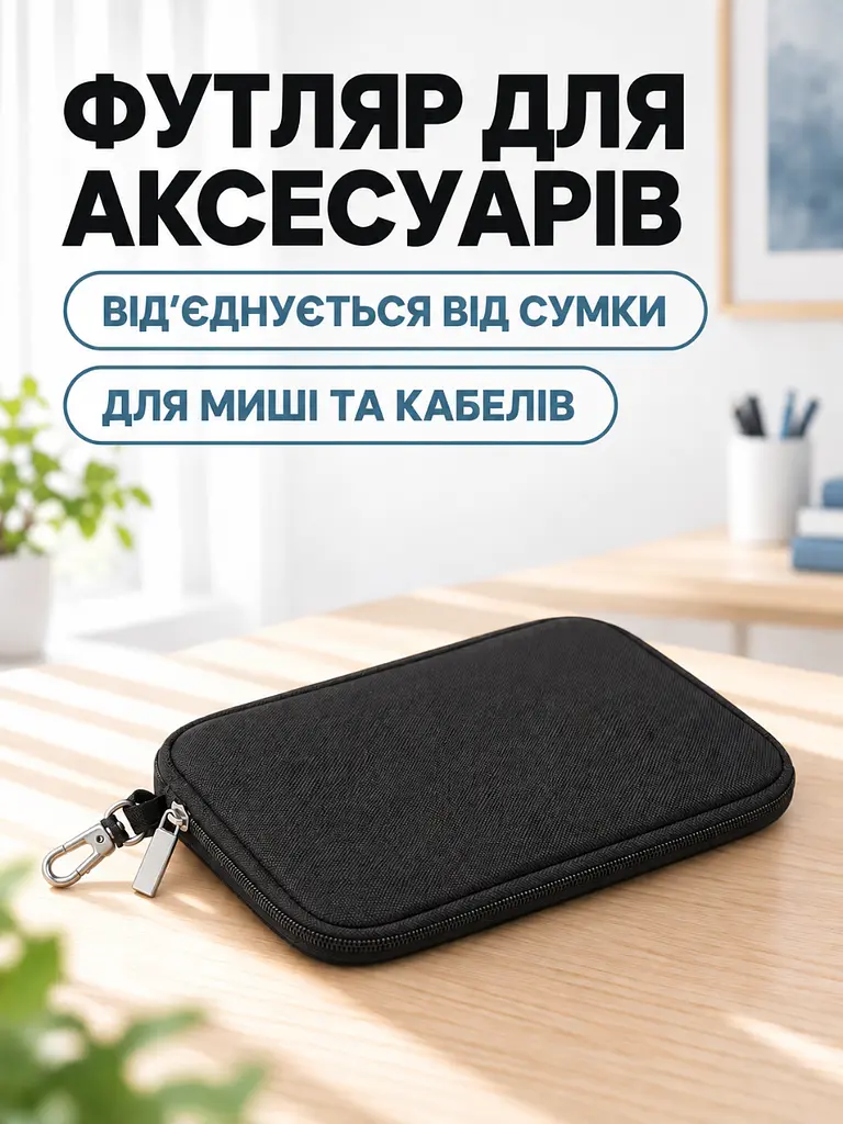 Тонка сумка для ноутбука 13.3 дюйма з плечовим ременем та кишенями (37261524) - фото 7