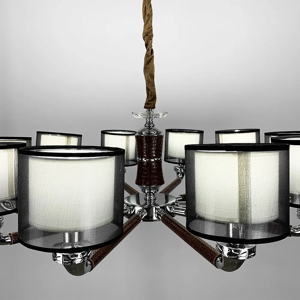 Плафонная люстра с элементами коричневой экокожи Line.F S 198/10 BR - фото 6