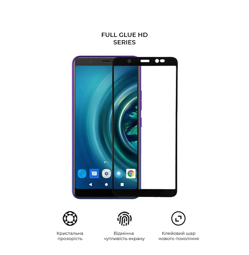Захисне скло для TECNO POP 4 (BС2), Full Glue HD, 2.5D, повністю прозоре, на весь екран, глянцеве, загартоване 9H, повне проклеювання по всій поверхні, з чорною рамкою, протиударне, кришталево чітке зображення, ArmorStandart (ARM65103) - фото 2