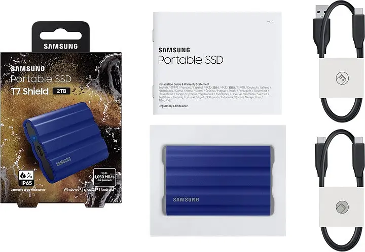 SSD диск внешний Samsung T7 Shield 2 ТБ (MU-PE2T0R/EU) синий - фото 8