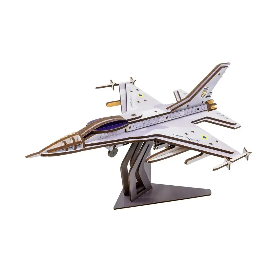 Дерев'яний 3D конструктор F16 PuzzleOk Арт-26913 79 деталей - фото 5