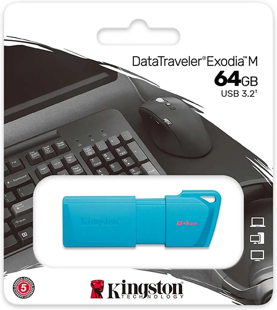 Флеш-накопичувач Kingston USB3.2 64GB DataTraveler Exodia M Aqua Blue (KC-U2L64-7LB) - фото 4