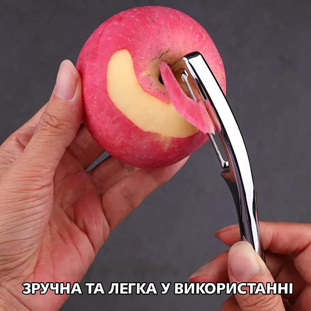 Ніж економка овочечистка для тонкого чищення овочів та фруктів з нержавіючої сталі 16.5 см, Kitchen Master Сріблястий 87294 - фото 3