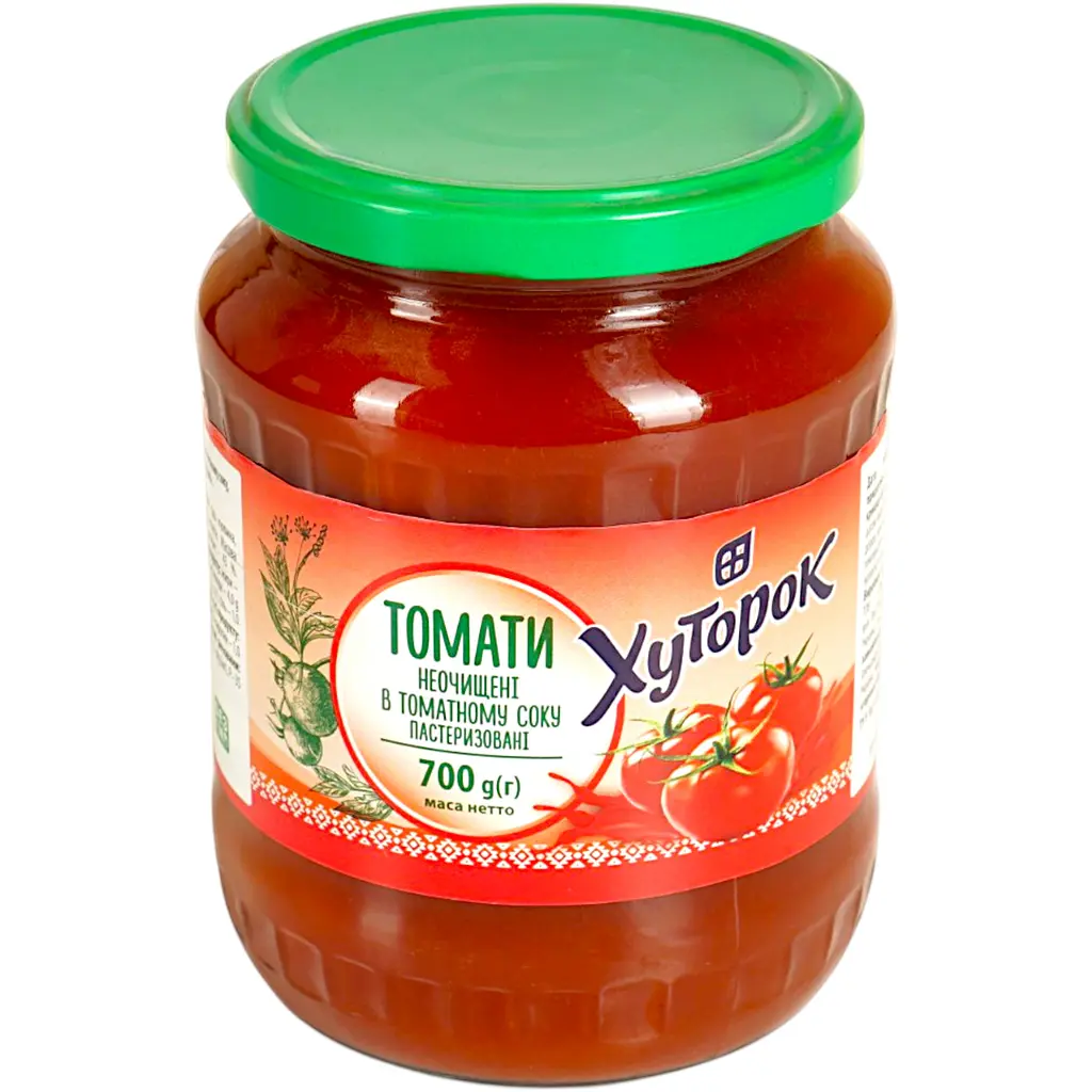 Томаты неочищенные Хуторок в томатном соке пастеризованные 700 г - фото 2