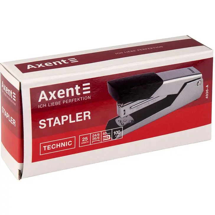 Степлер канцелярский Axent Technic №24/6, 25 листов хром (4936-A) - фото 2