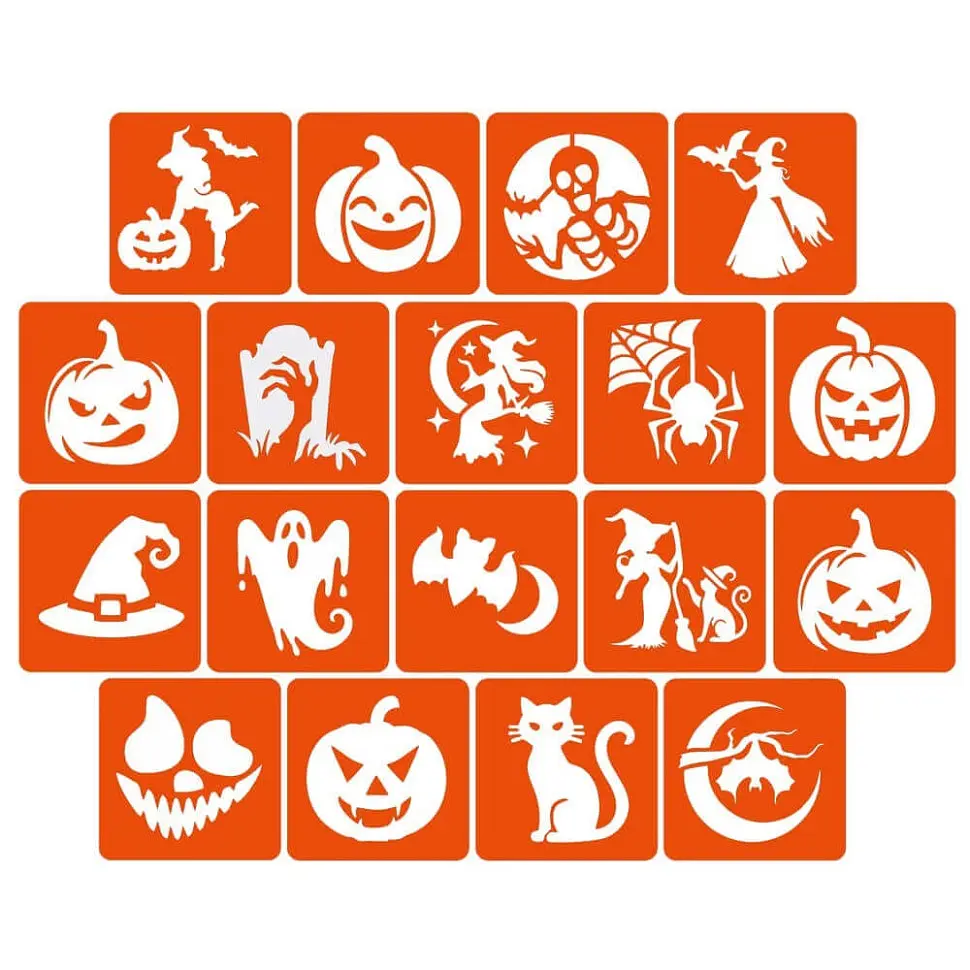 Набір для біо-тату "Хелловін - гліттер" set-halloween-glitter 18 трафаретів - фото 2