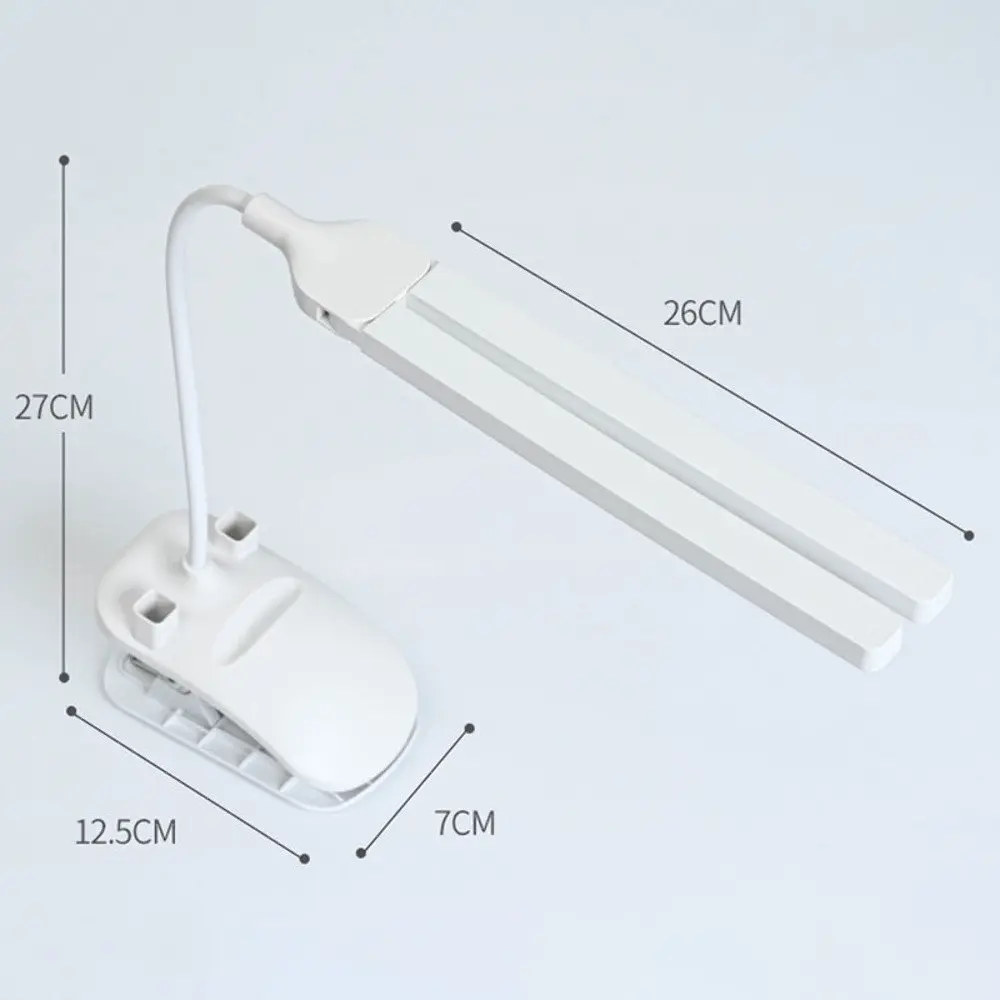 Настільна USB LED лампа гнучка, подвійна з акумулятором та прищіпкою біла - фото 3