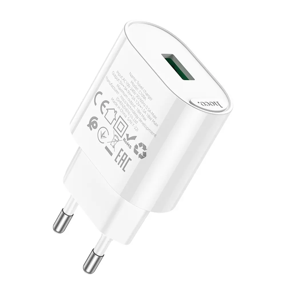 Зарядний пристрій Hoco C109A USB QC 18W білий - фото 4