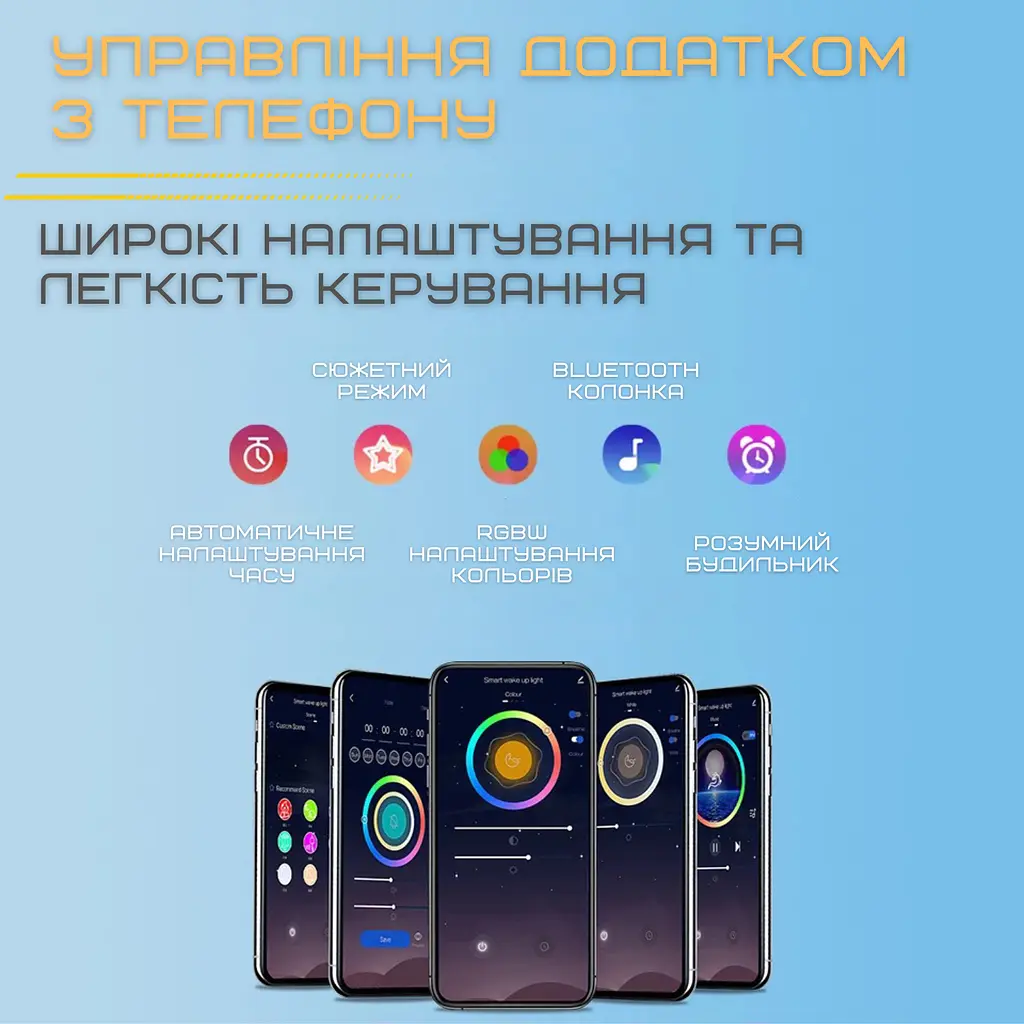 Розумний смарт будильник нічний wake-up light лампа з імітацією світанку і led підсвічуванням Bolong teh0032227 - фото 12