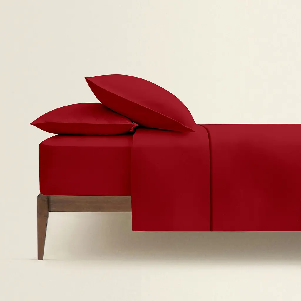 Комплект постільної білизни Cosas полуторний без простирадла BURGUNDY 160 x 220 см (Ranfors80_Burgundy_160_2) - фото 2