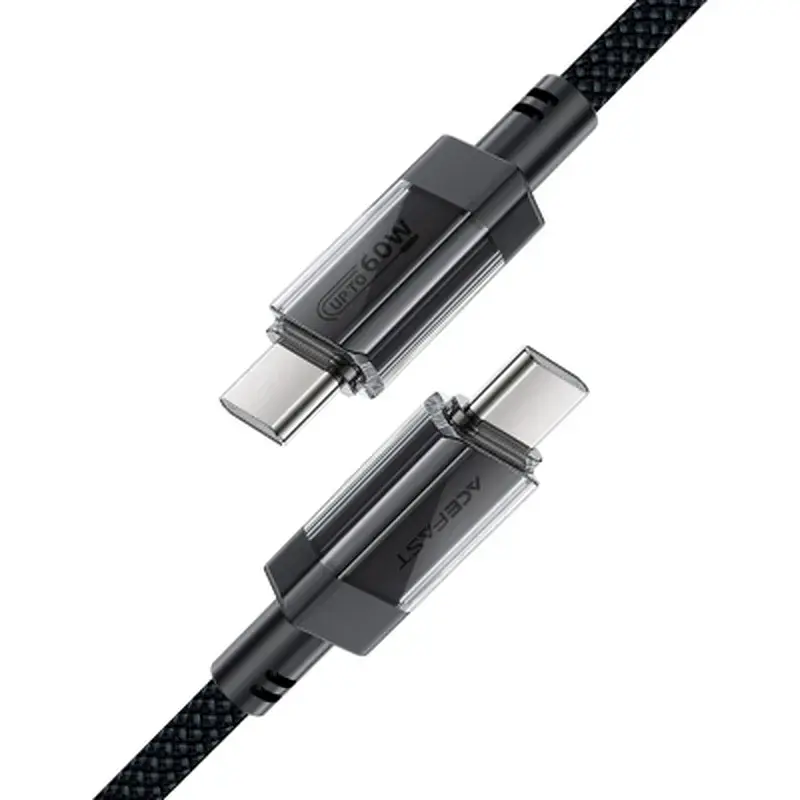 Дата кабель USB-C to USB-C 1.2m 60W stainless steel C12-03 Black Acefast (6974316283317) - фото 4