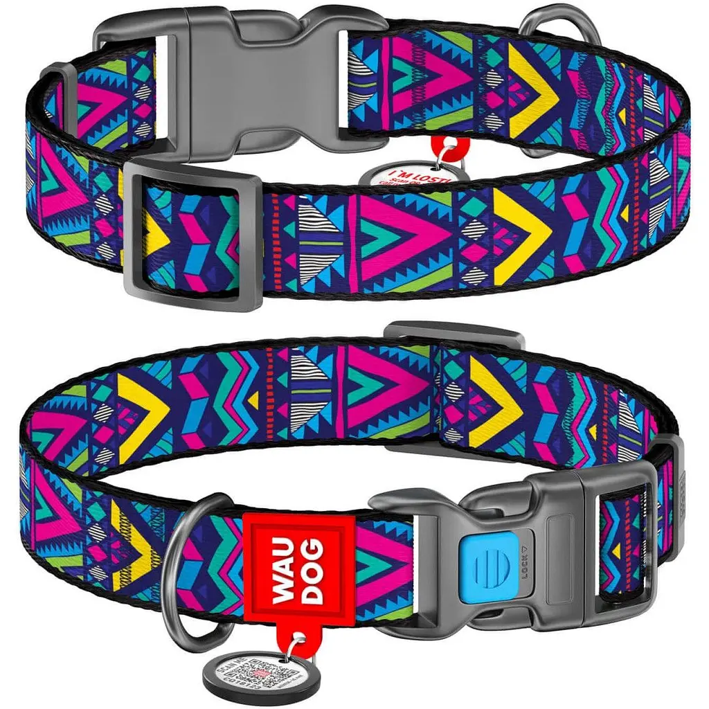 Ошейник для собак Waudog Nylon Инди, c QR паспортом, пластиковый фастекс, 20-30х1 см - фото 3