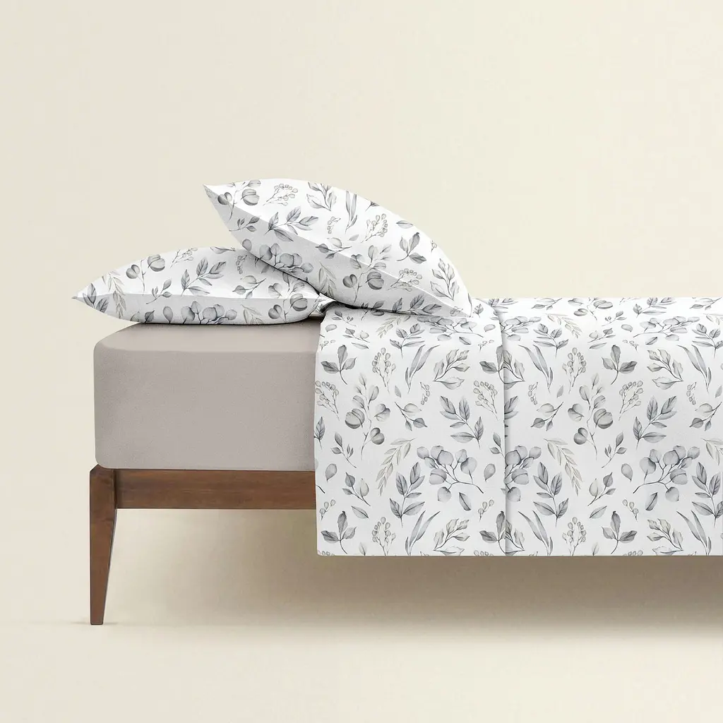 Комплект постільної білизни Cosas євро без простирадла STEPPE FLOWERS 200 x 220 см (FoliageBeigeGrey_200_2) - фото 2